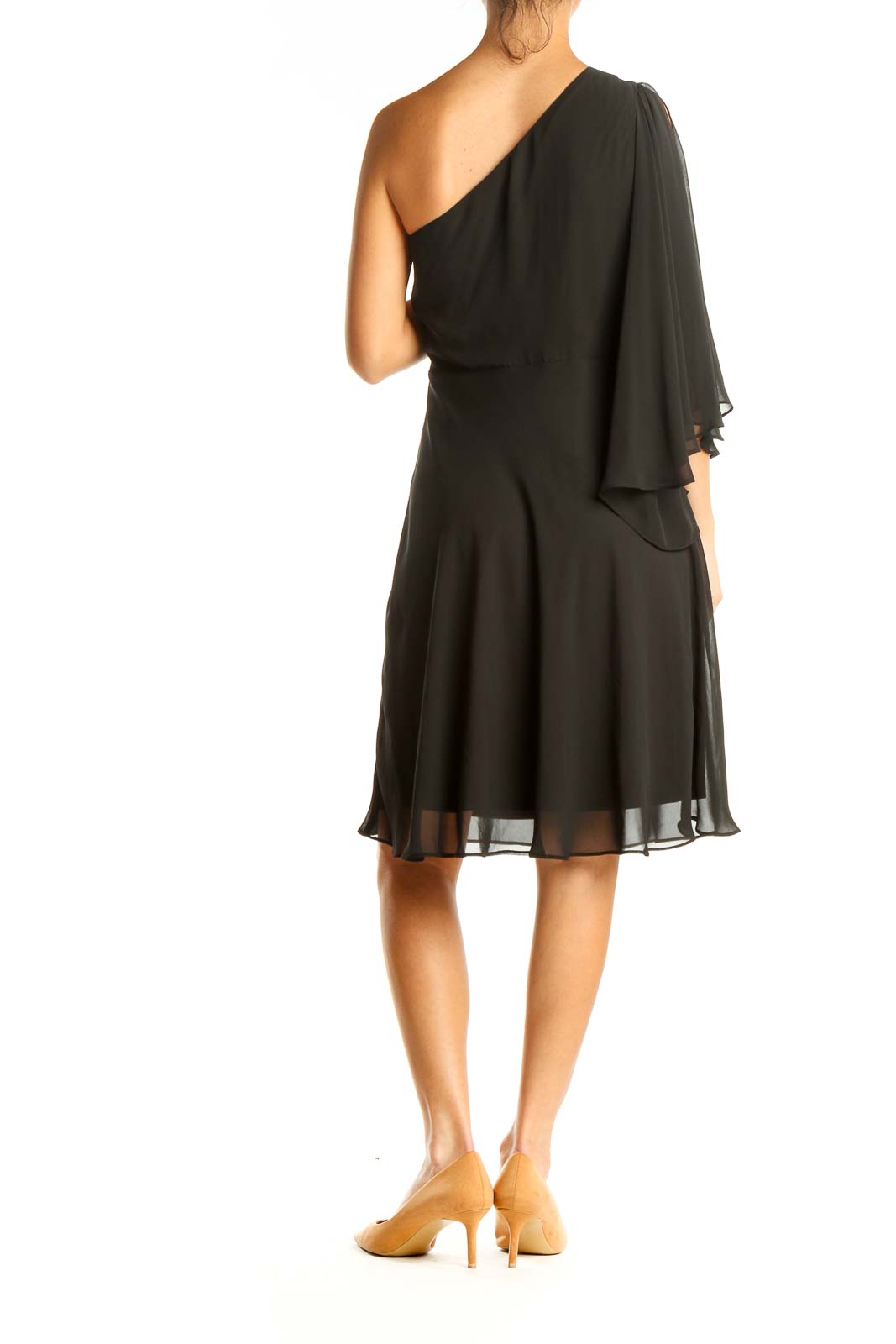 Black Retro One Shoulder Fit & Flare Dress