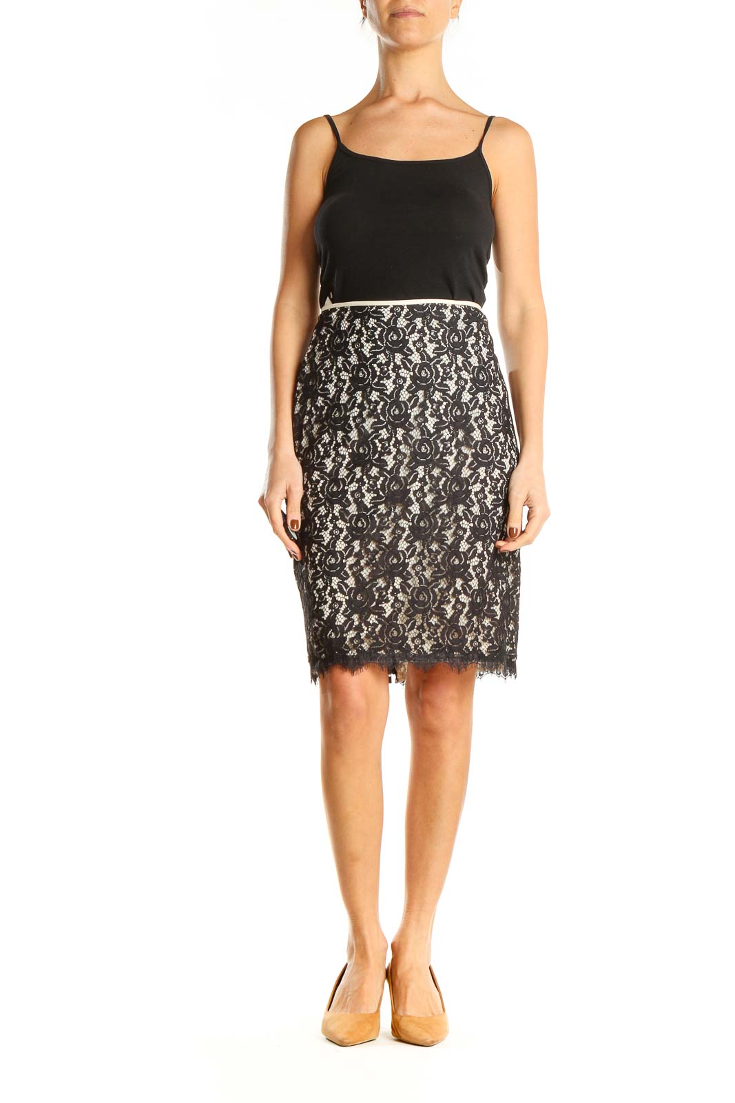 Black Lace Brunch Pencil Skirt