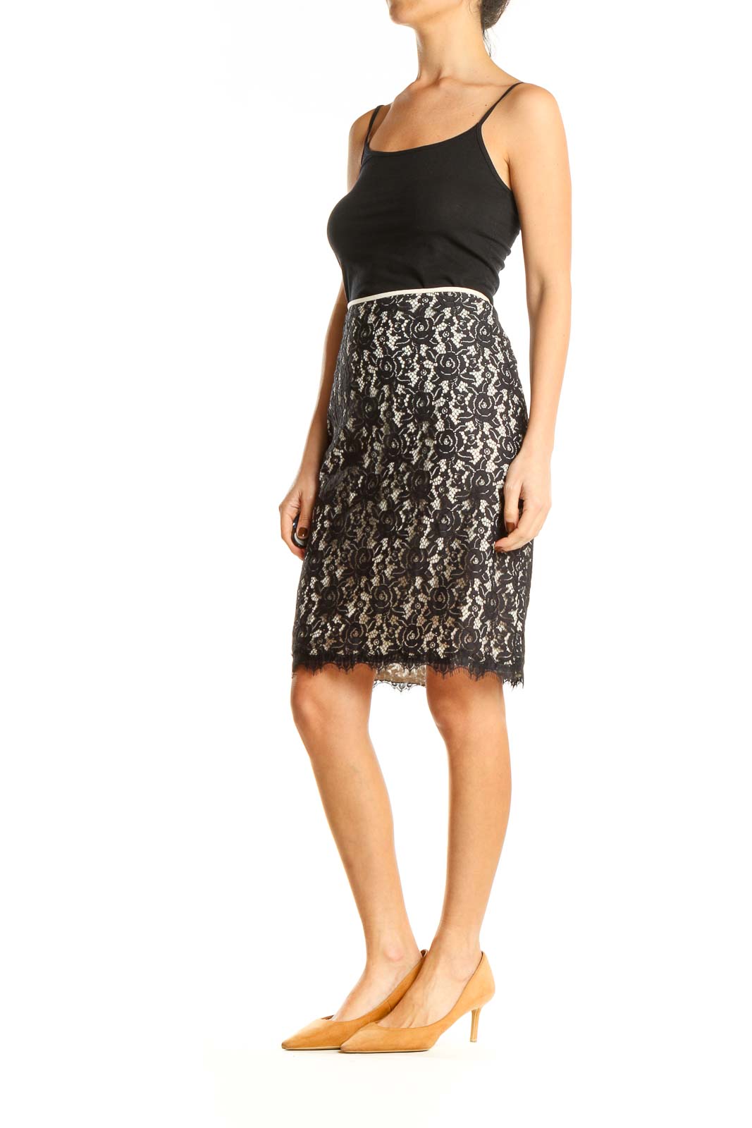 Black Lace Brunch Pencil Skirt