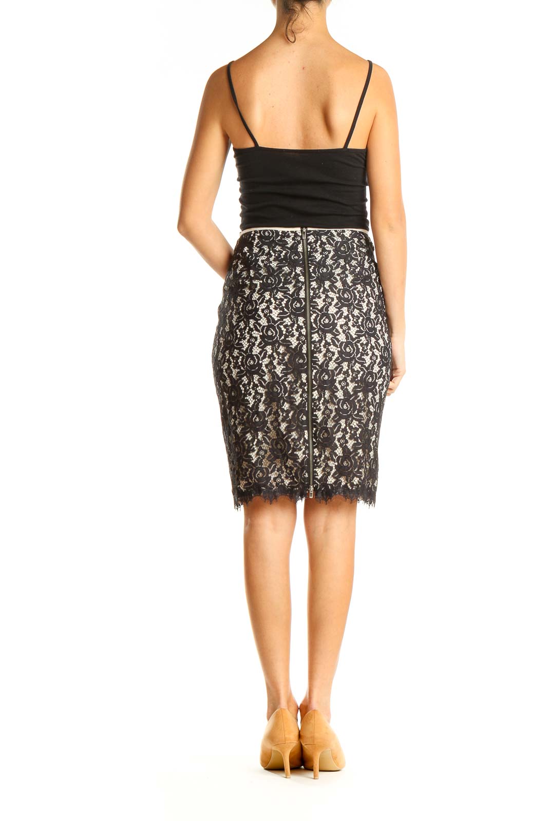 Black Lace Brunch Pencil Skirt