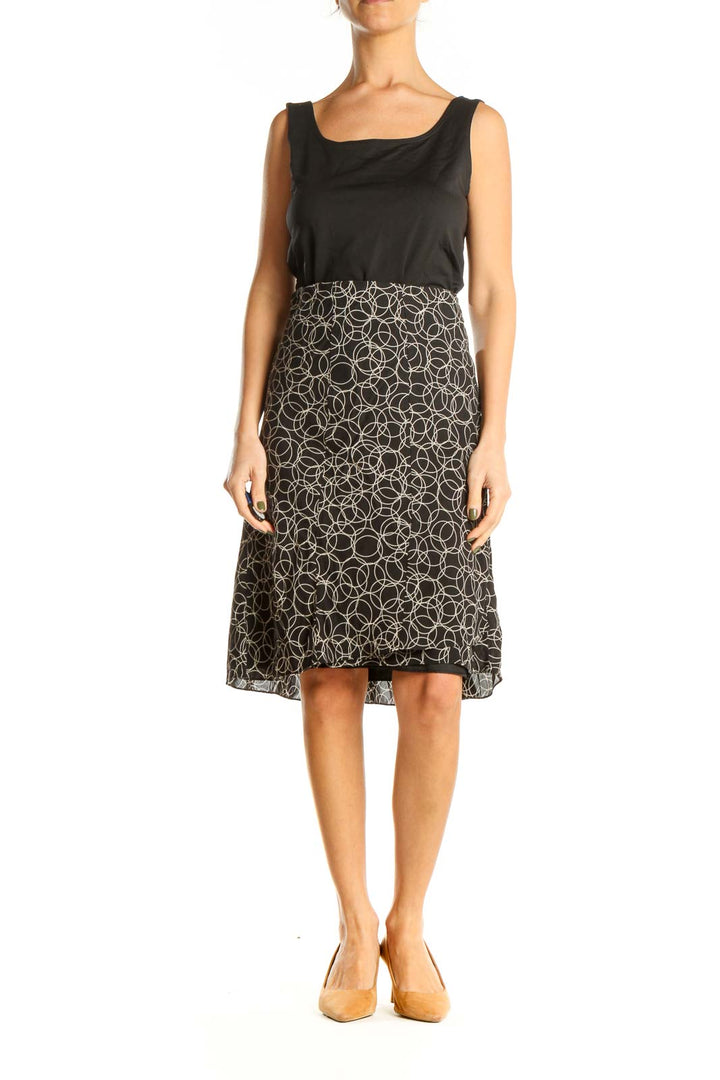 Black Printed Classic A-Line Skirt