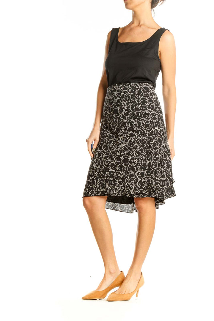 Black Printed Classic A-Line Skirt