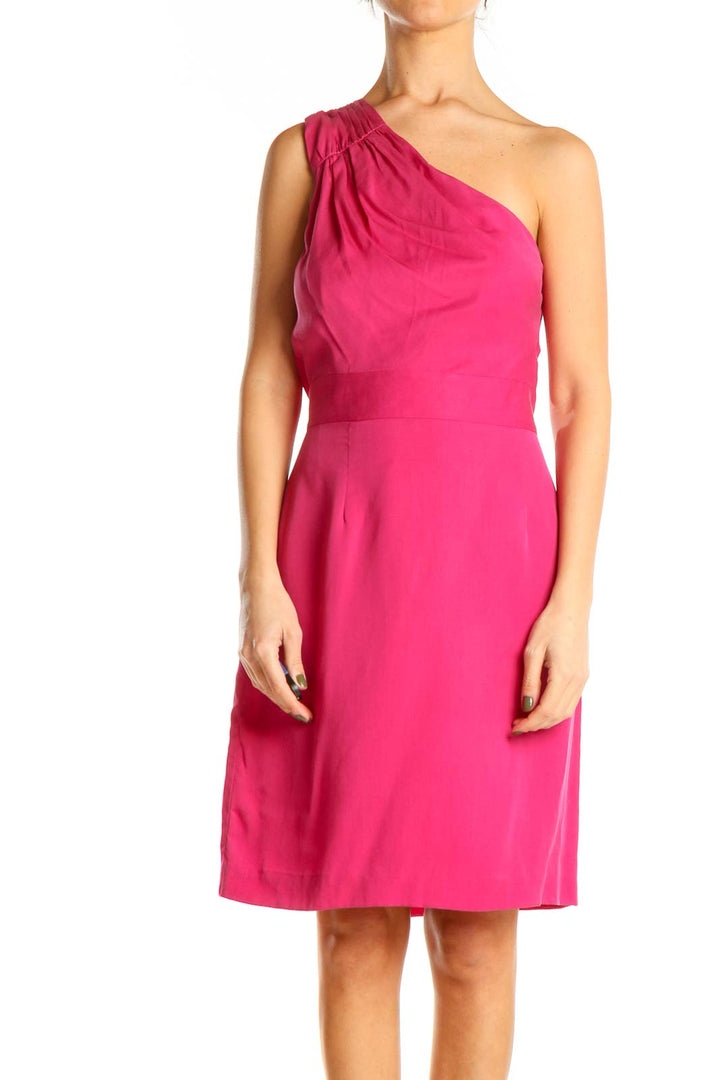 Pink One Shoulder Retro Sheath Dress