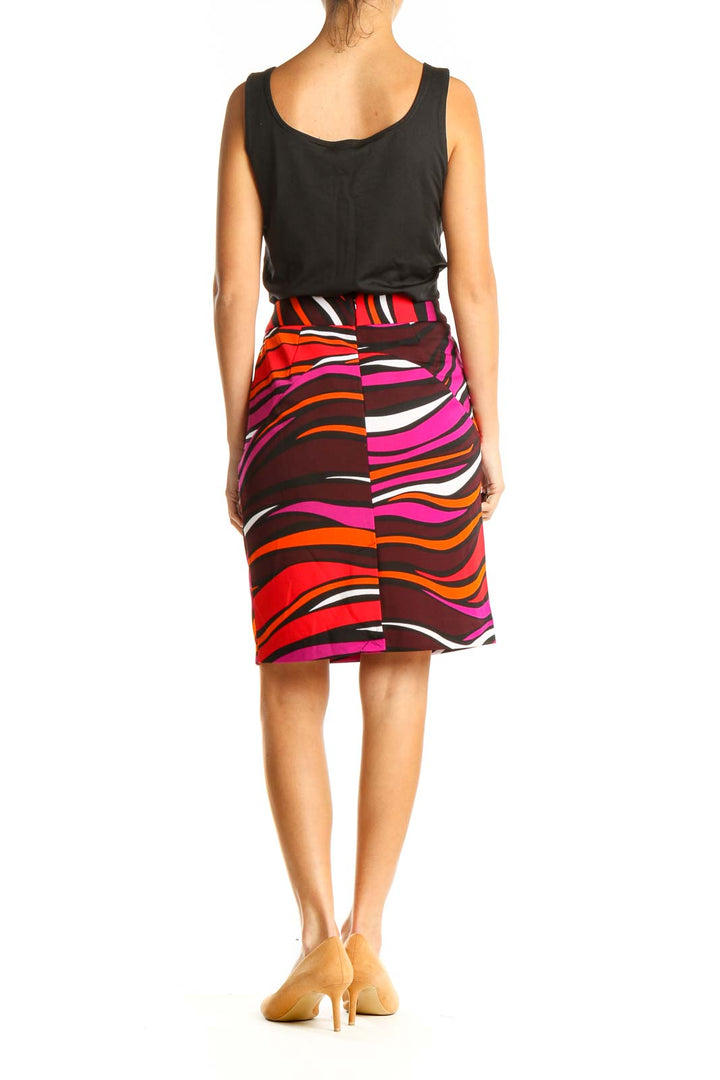 Red Printed Holiday A-Line Skirt