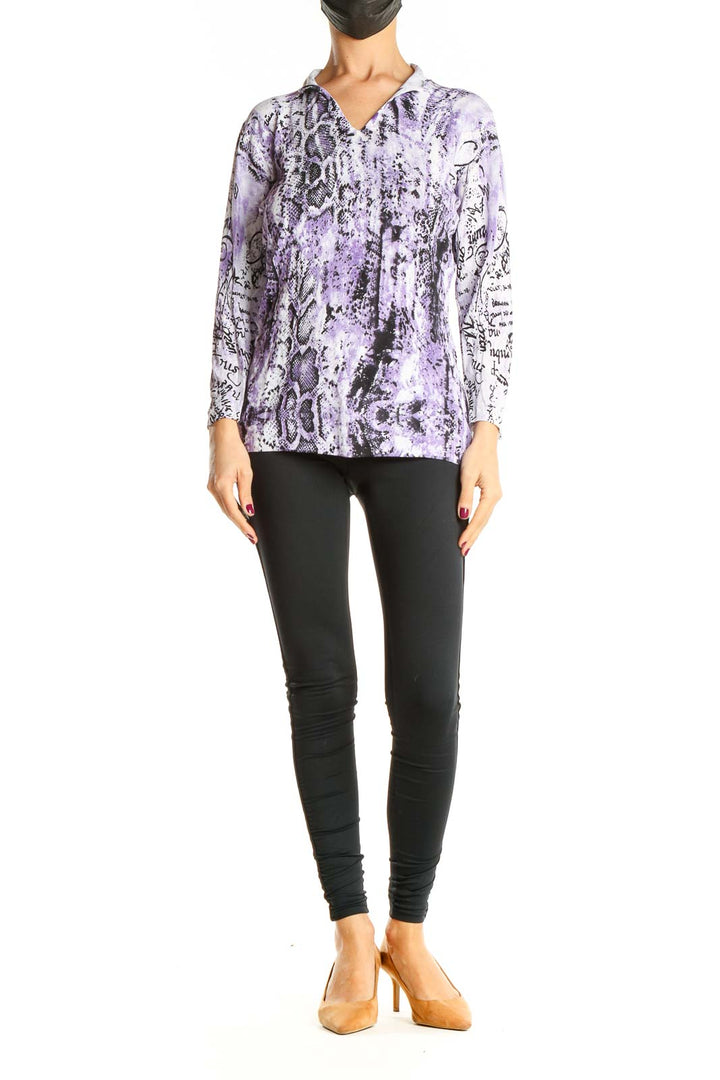 Purple Animal Print Casual Top