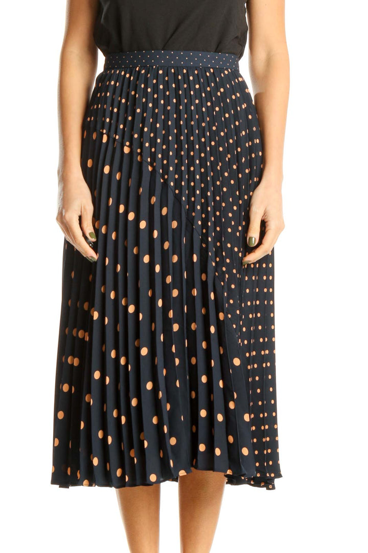 Blue Polka Dot Brunch A-Line Skirt