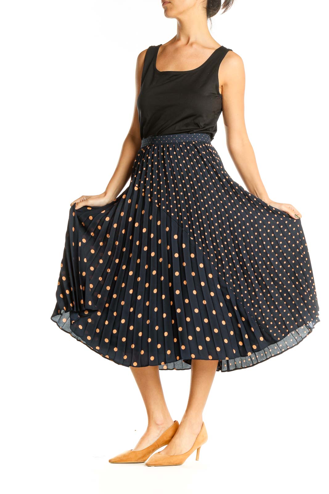 Blue Polka Dot Brunch A-Line Skirt