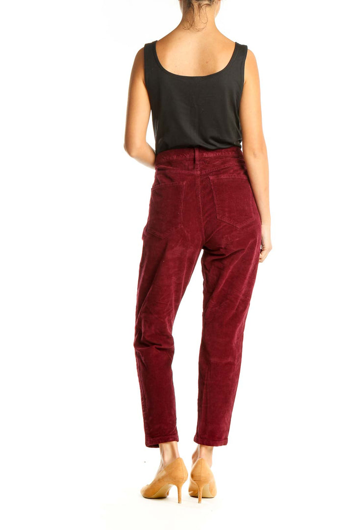 Red Casual Velour Pants