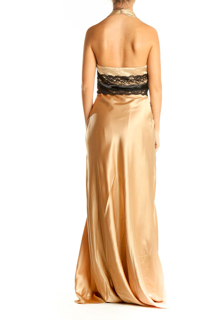 Gold Black Lace Formal Column Dress