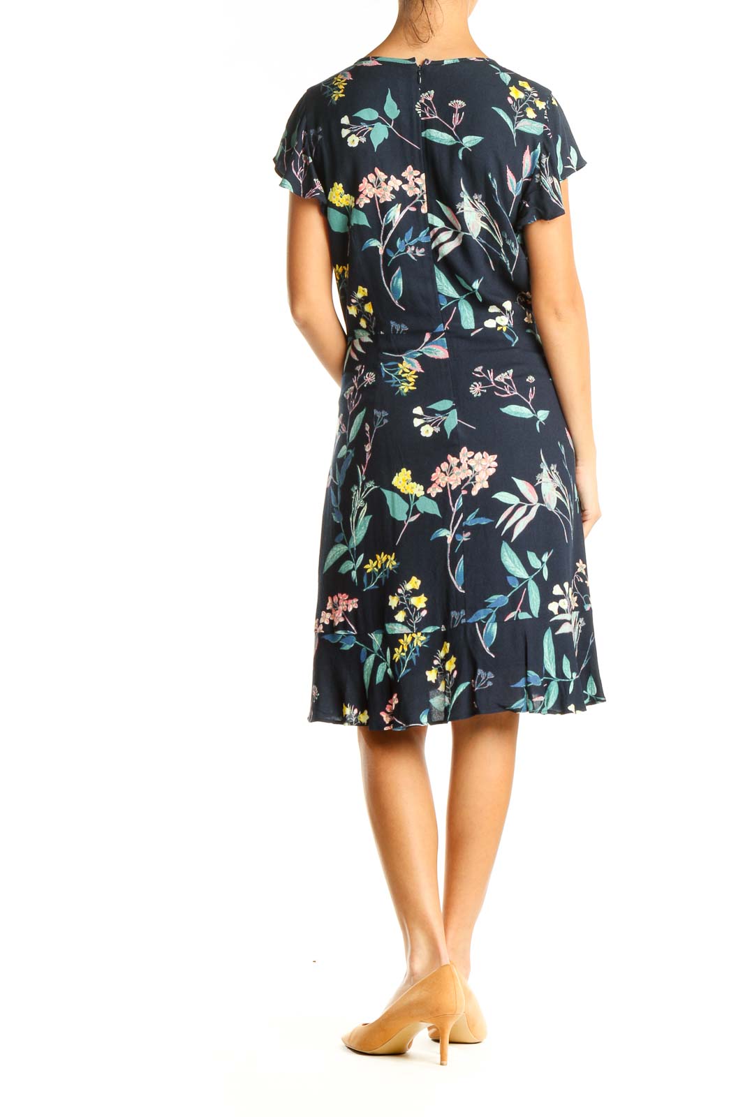 Blue Floral Print Day Fit & Flare Dress