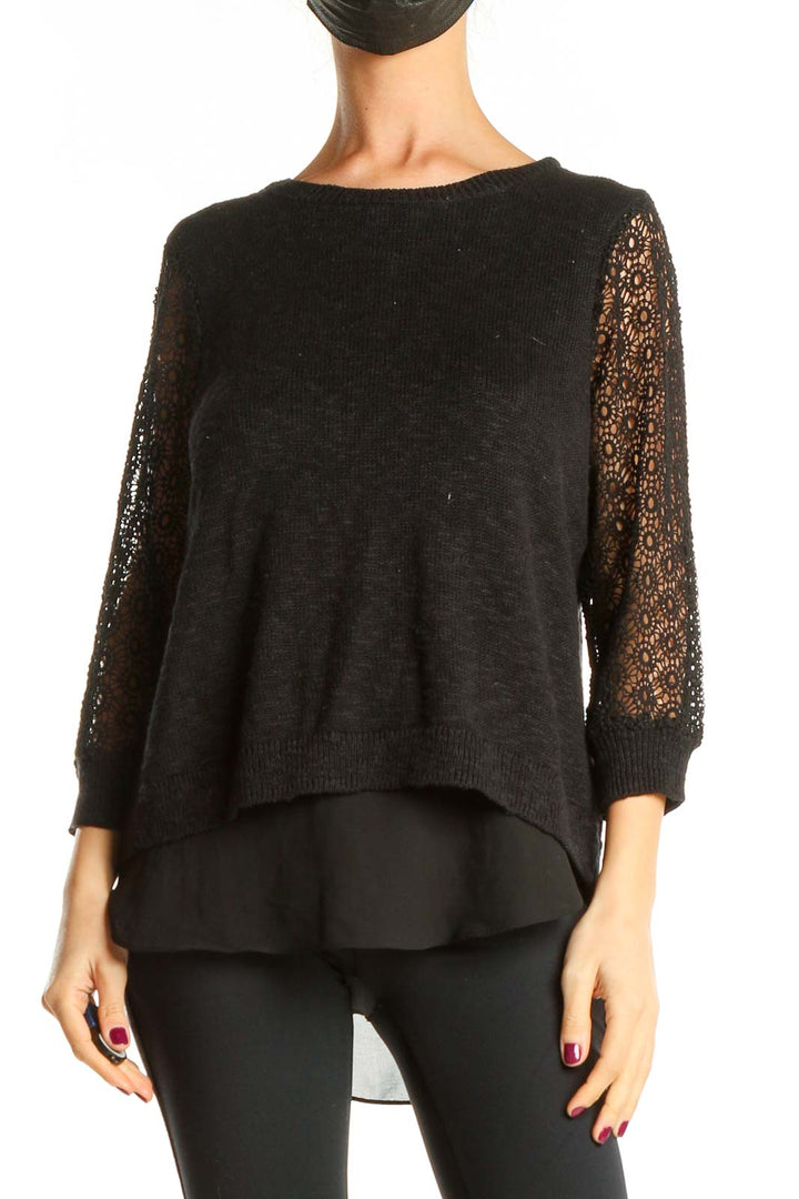 Black Eyelet Brunch Blouse