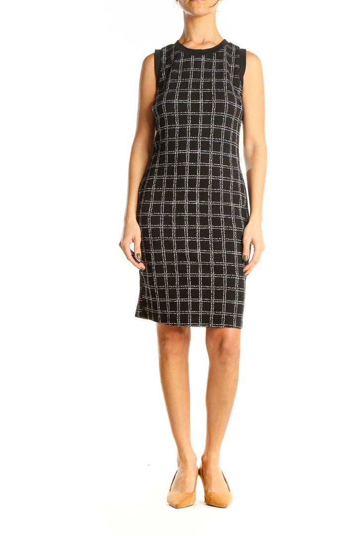 Black Checkered Classic Sheath Dress