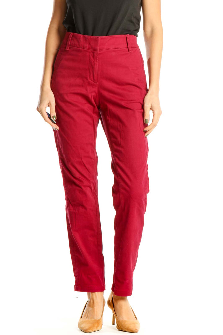 Red Casual Trousers