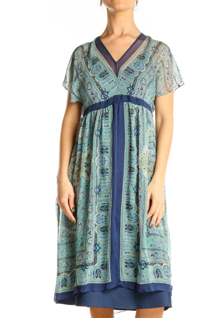 Blue Printed Bohemian Dress