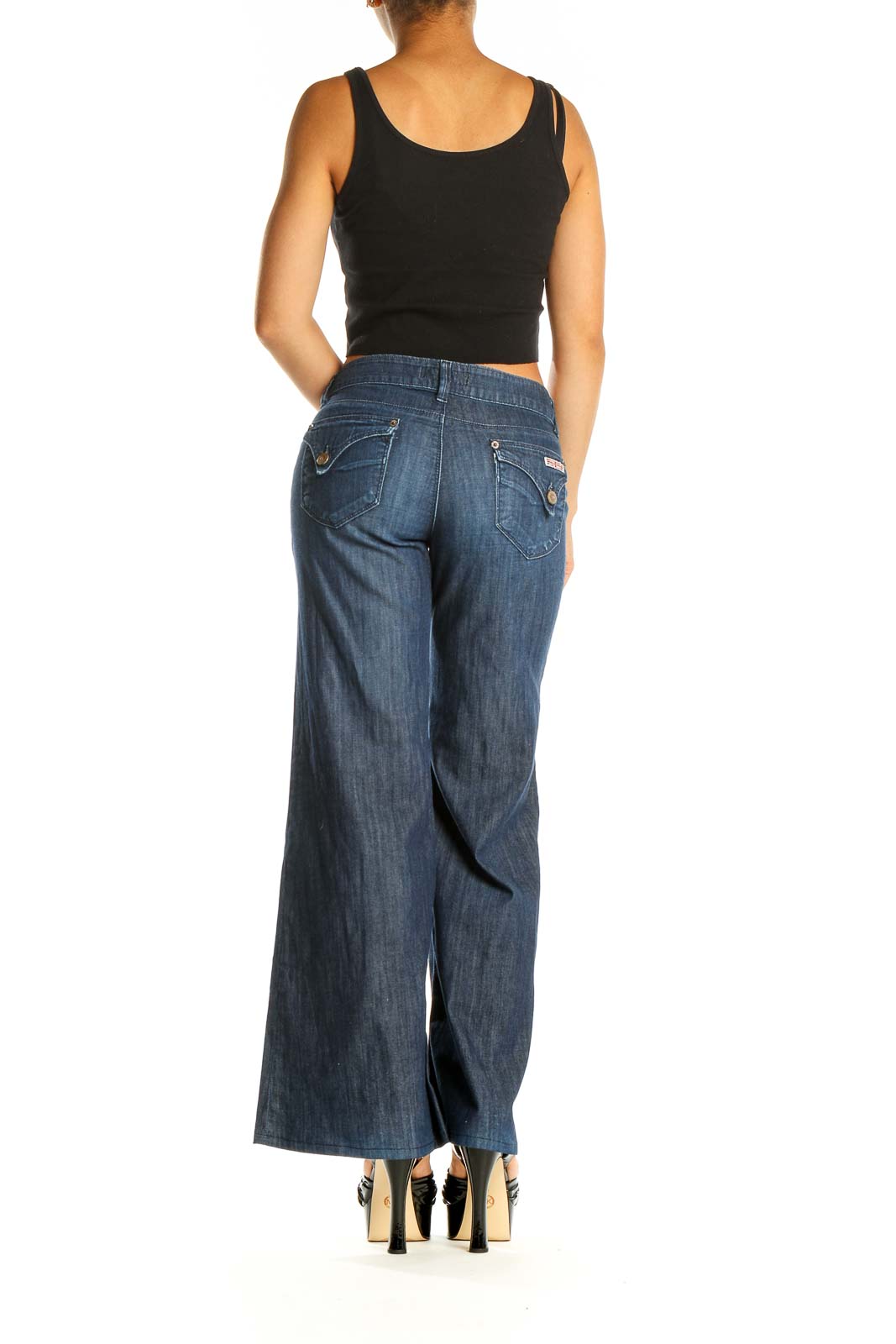 Blue Casual Wide Leg Jeans