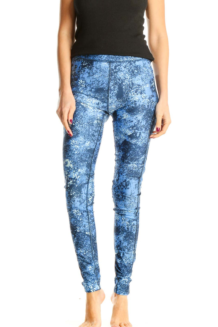 Blue Printed Activewear Leggings