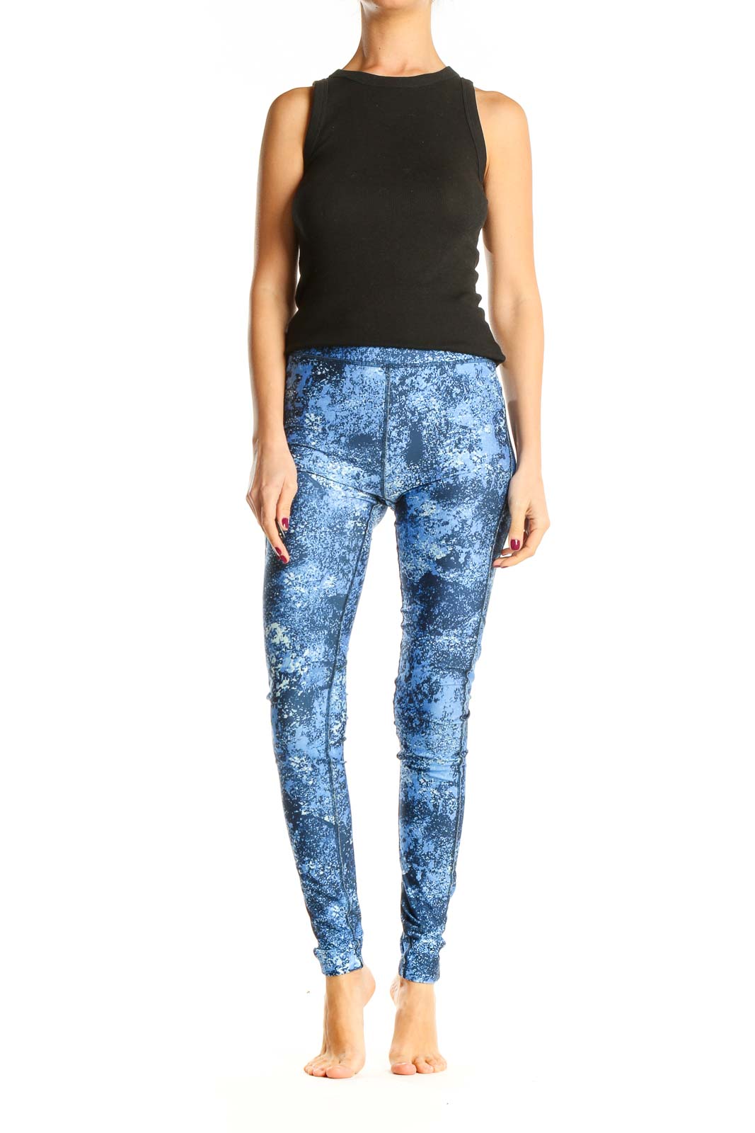 Blue Printed Activewear Leggings