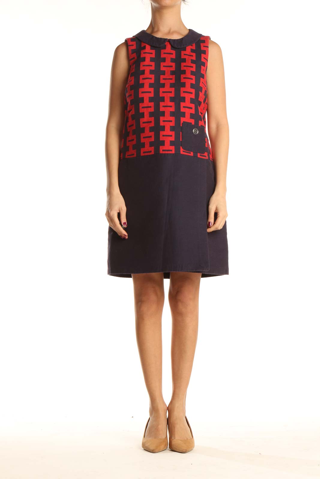 Blue Red Classic Shift Dress