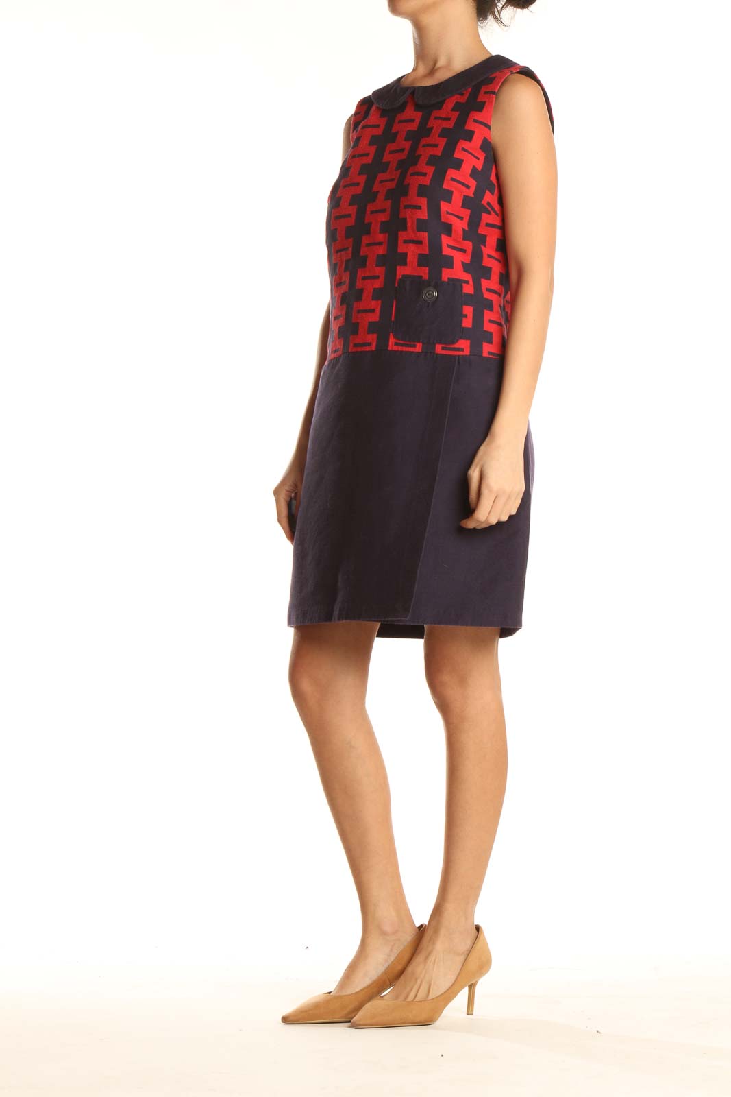 Blue Red Classic Shift Dress