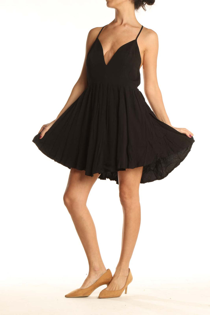 Black Slip Dress Holiday Solid Dress