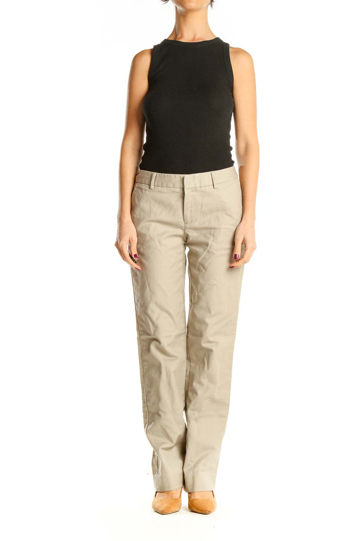 Beige Straigt Leg Pants