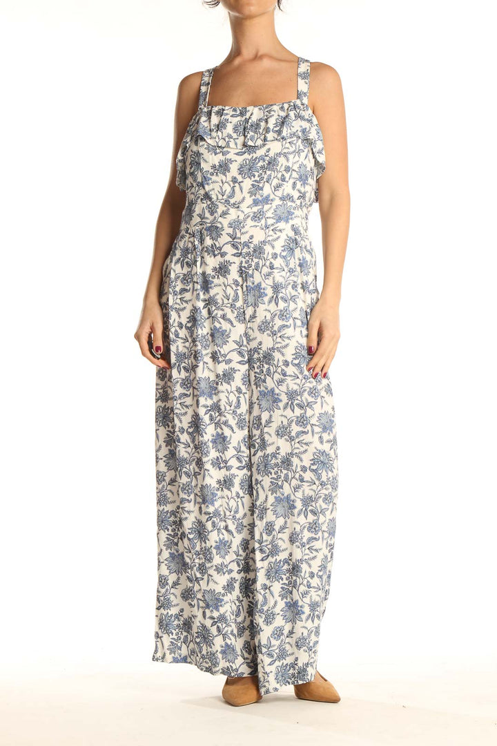 Beige Floral Print Jumpsuit