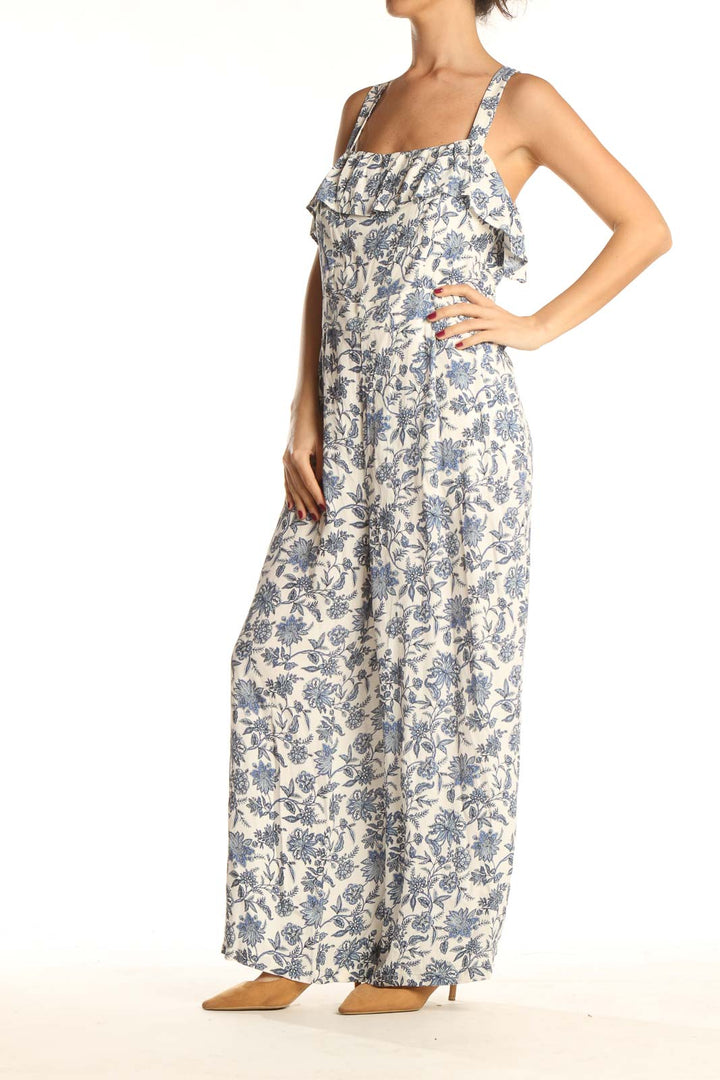 Beige Floral Print Jumpsuit