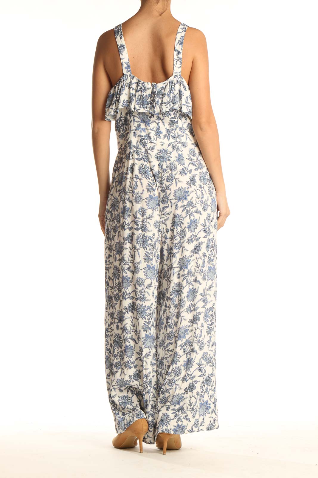 Beige Floral Print Jumpsuit