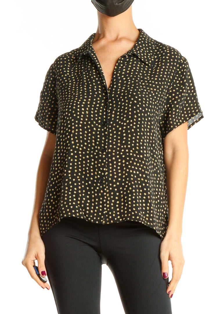 Black Green Polka Dot All Day Wear Top