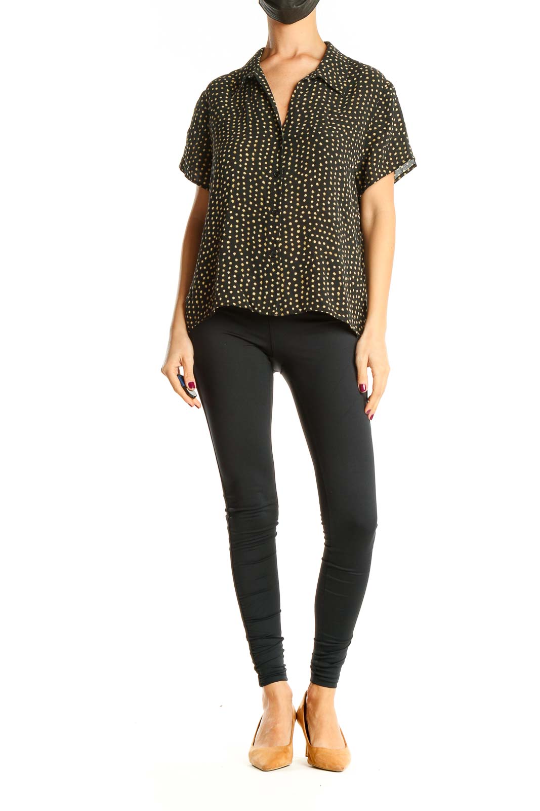 Black Green Polka Dot All Day Wear Top