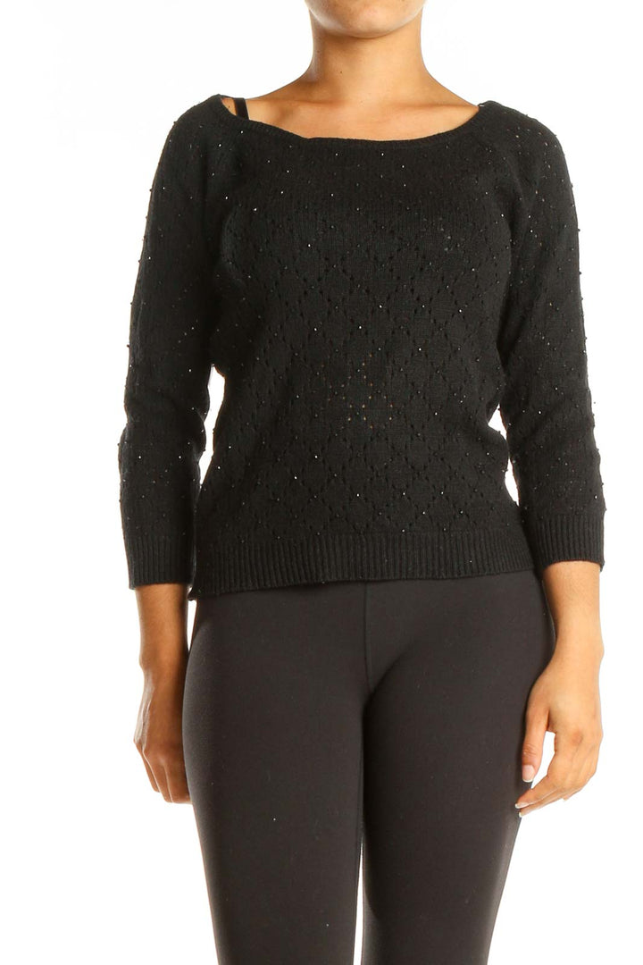 Black Eyelet Brunch Long Sleeve Top