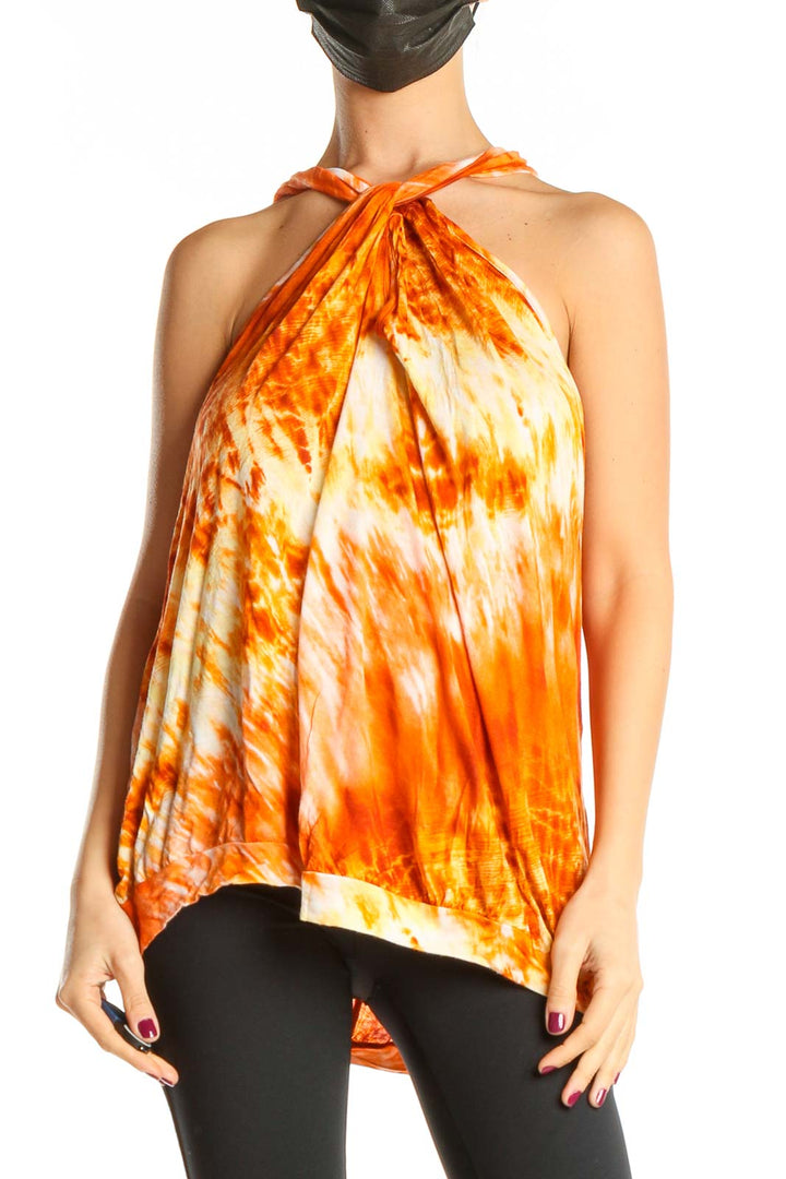 Orange Tie Dye Halter Tank Top