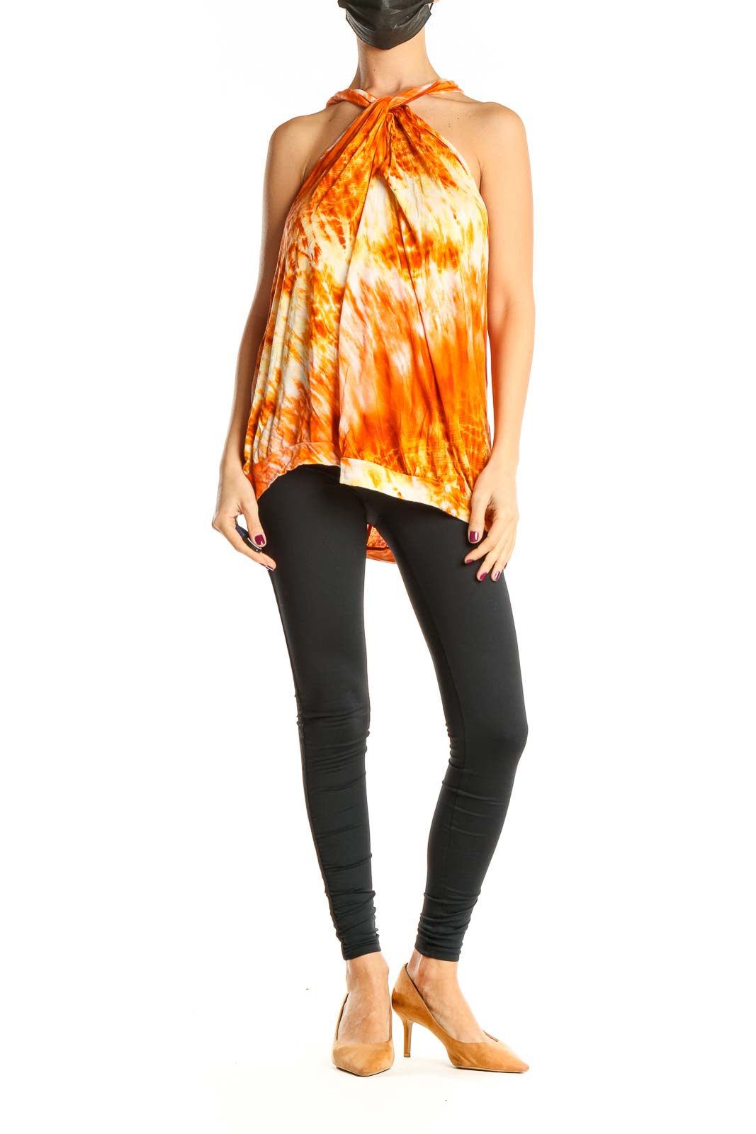 Orange Tie Dye Halter Tank Top