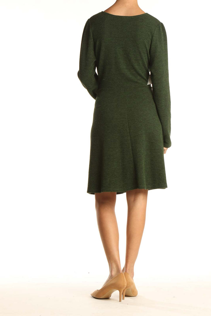 Green Sweater Classic Fit & Flare Dress