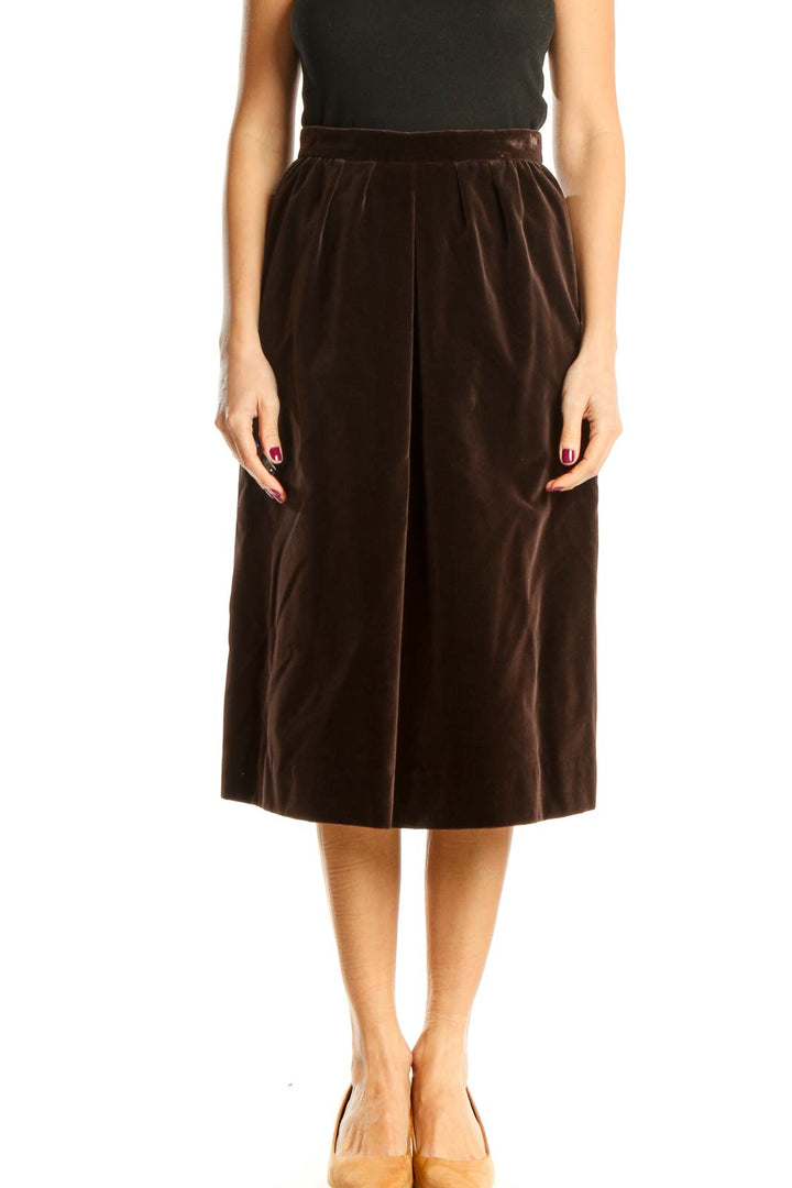 Brown Velour Classic A-Line Skirt