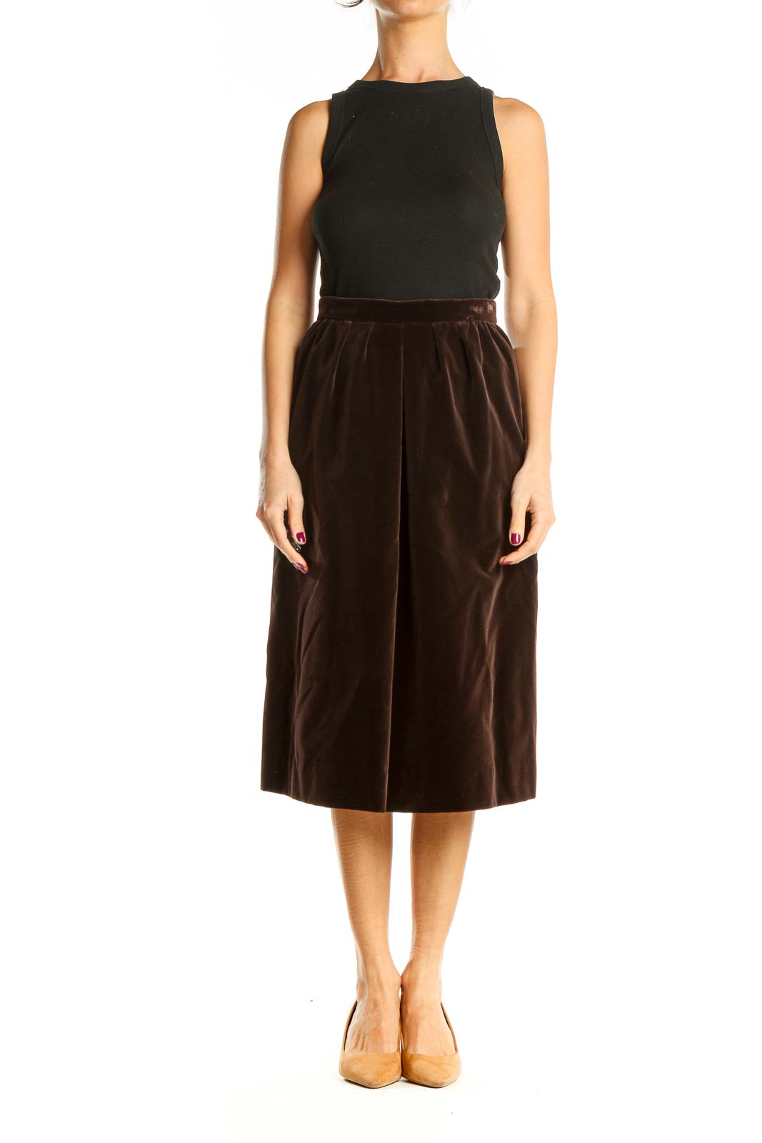 Brown Velour Classic A-Line Skirt