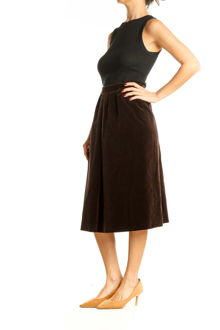 Brown Velour Classic A-Line Skirt