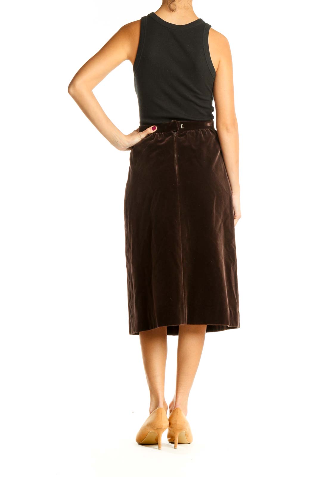 Brown Velour Classic A-Line Skirt