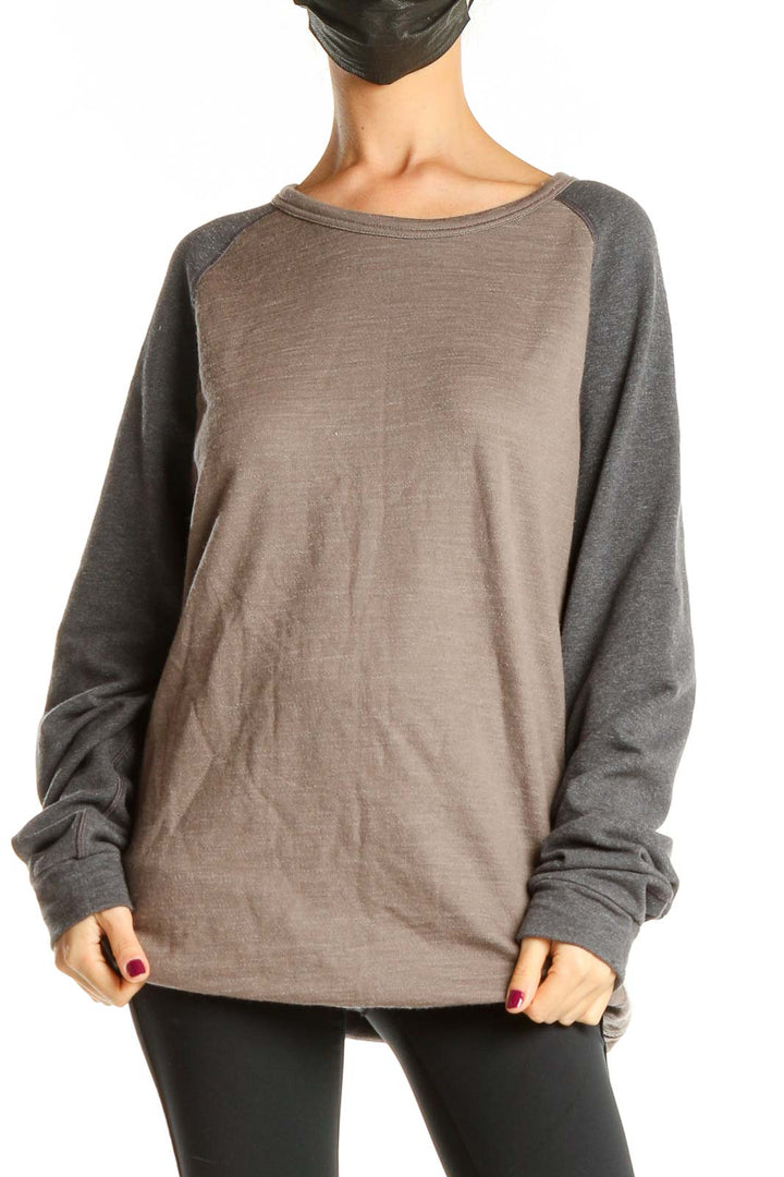 Brown Gray Colorblock Sweater