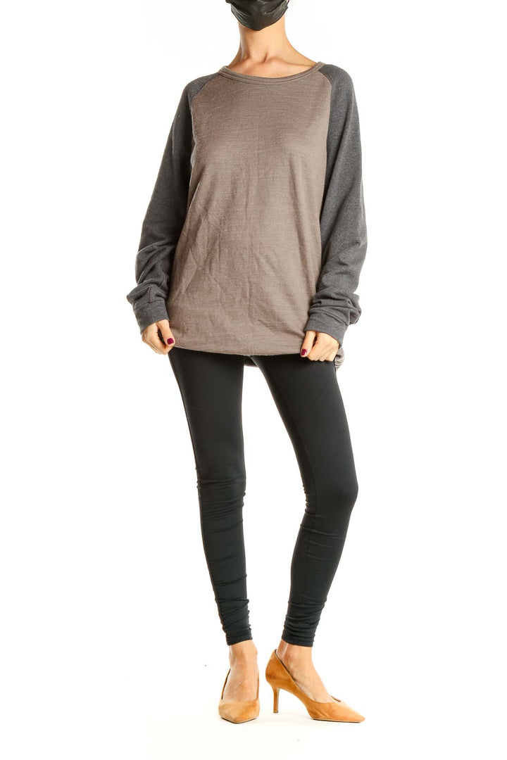 Brown Gray Colorblock Sweater