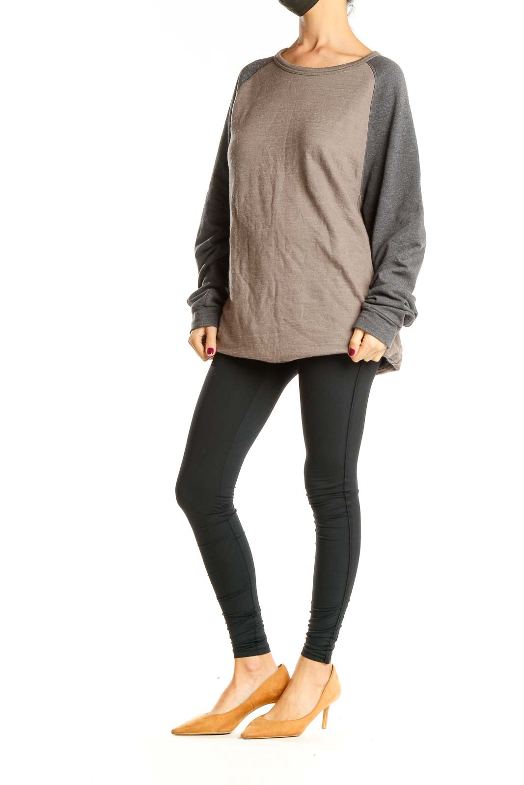 Brown Gray Colorblock Sweater