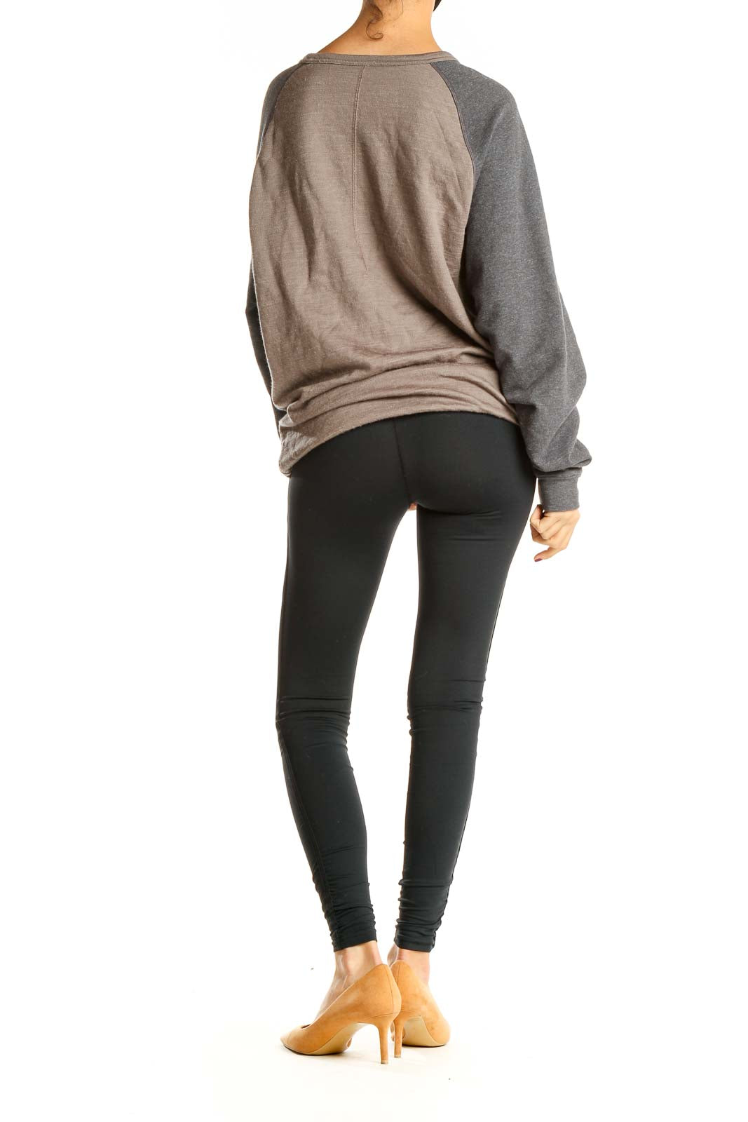 Brown Gray Colorblock Sweater