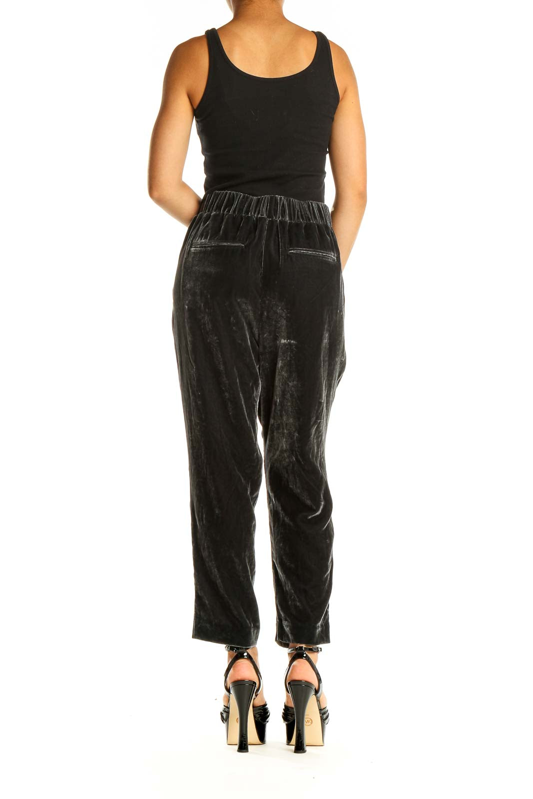 Black Velour Cropped All Day Wear Pants