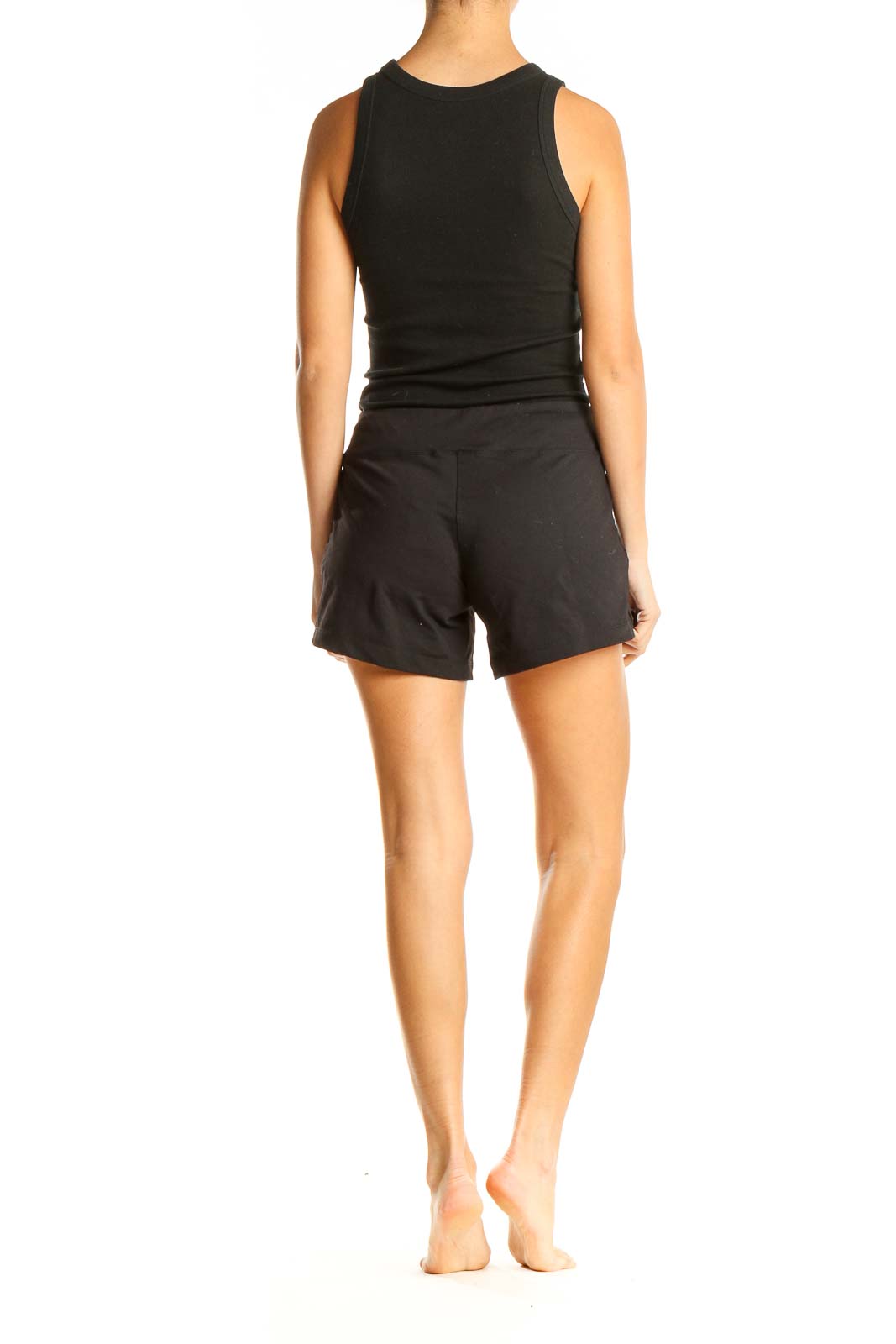 Black Solid Activewear Shorts