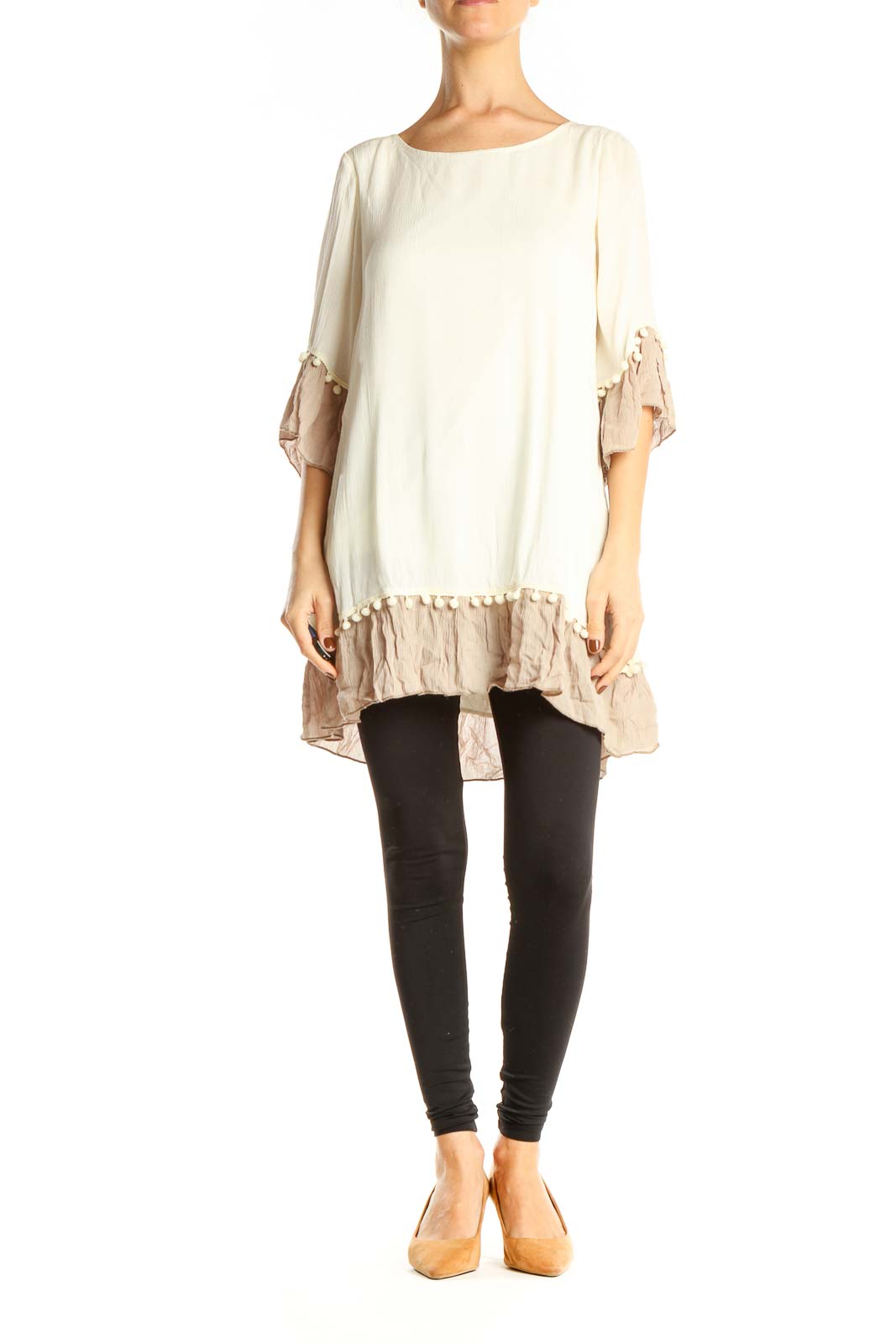 Beige Bohemian Long Top