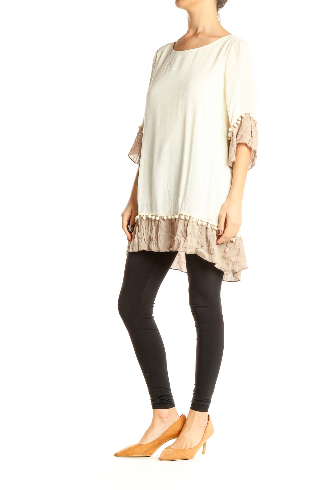 Beige Bohemian Long Top