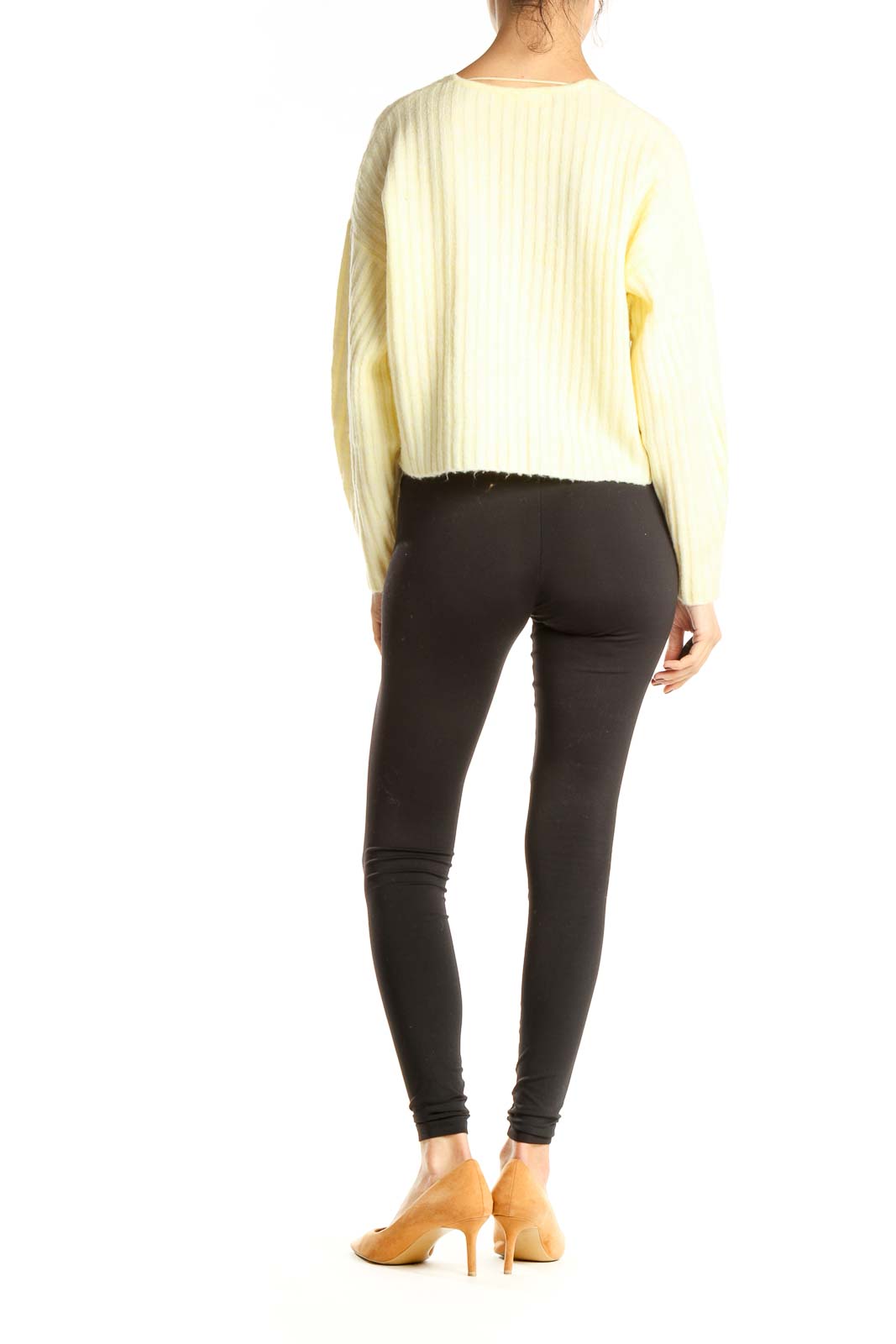 Yellow All Day Wear Cropped Sweater