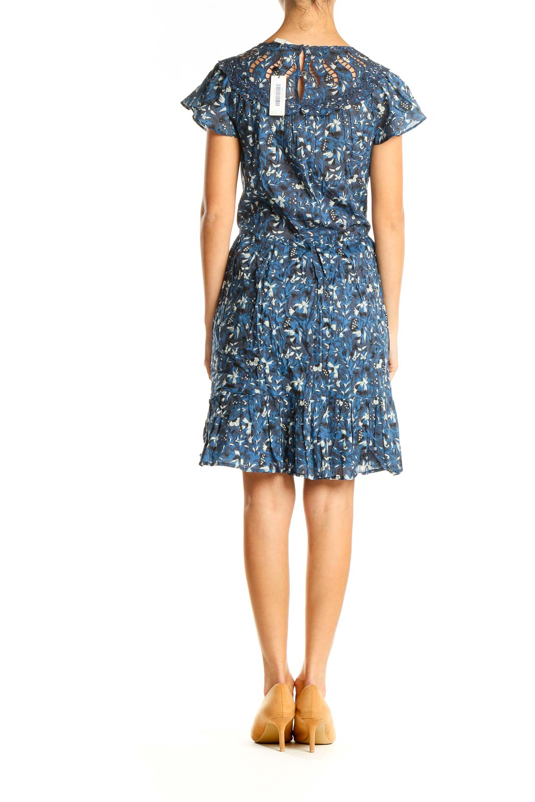 Blue Floral Print Chic Fit & Flare Dress