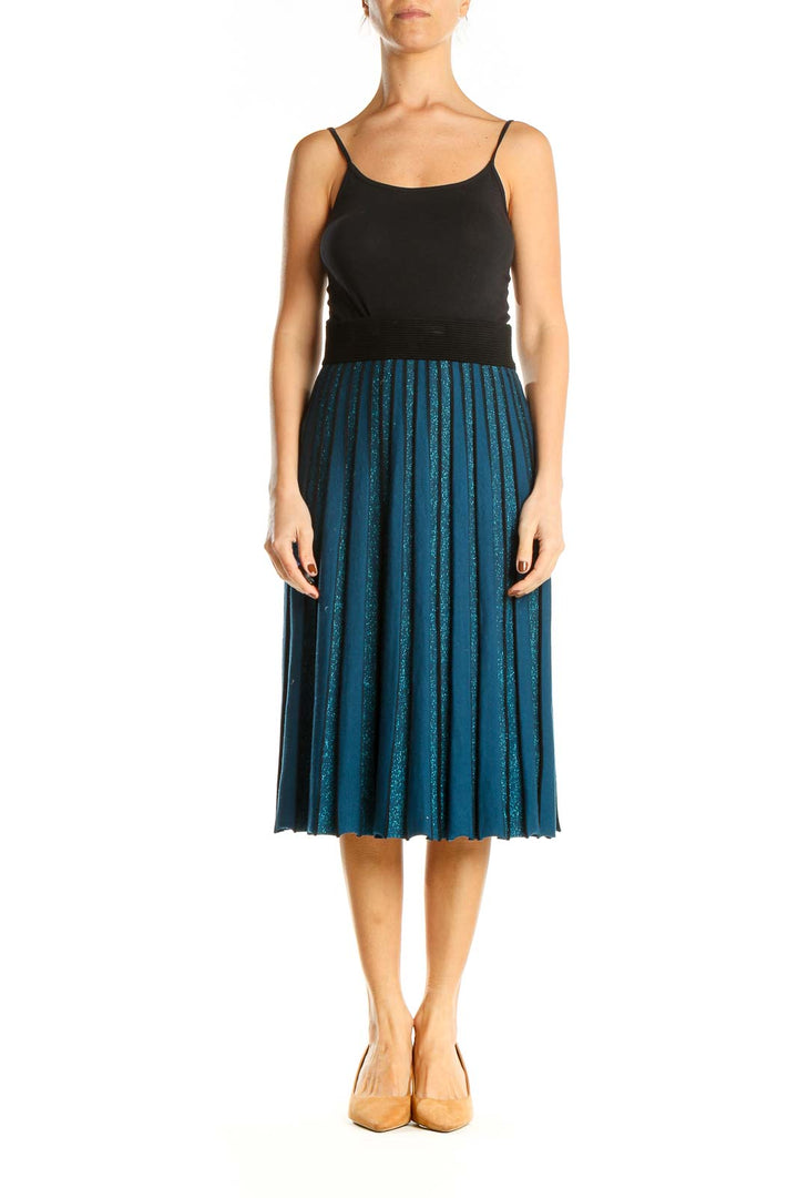 Blue Holiday Shimmer Pleated Skirt