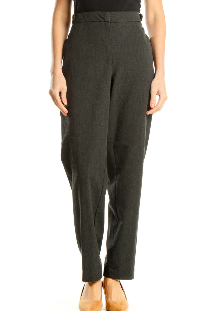 Gray Textured Classic Trousers